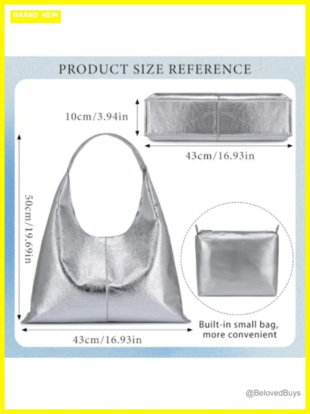Slouchy vegan leather hobo shoulder bag for women work tote handbag